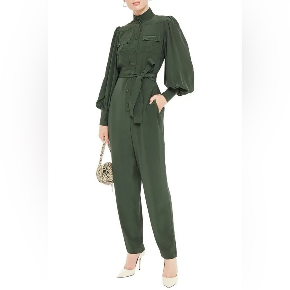 Zimmermann New Espionage Belted Silk Jumpsuit, New